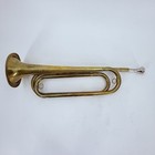 Vintage  U s  Military Regulation Bugle Brass With Mouth Piece Made In The Usa