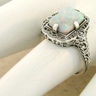Art Deco Style 925 Sterling Silver Lab-created Opal Classic Design Ring     994x