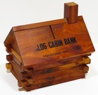 Log Cabin Coin Money Bank Wooden Red Cedar Souvenir Kentucky Down Under