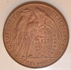 1913 Germany 3 Marks Prussia Pattern In Copper