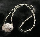 Estee Lauder 1973 Moonsilver Perfume Locket Pendant Necklace Silver Tone Grandma