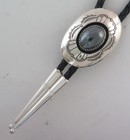 Sterling Silver Southwestern Bolo Tie With Hematite Shadowbox