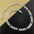 22  Mens Womens 925 Sterling Silver 8mm Figaro Cuban Link Chain Necklace  n247