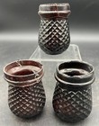 Set 3 Vintage Glass Amyethist Diamond Point Plum 3 75  Fairy Lamps Antique Nice 