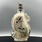 Chinese Old Beijing Glaze Inside Painting Flower Bird Exquisite Bottleart