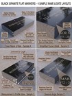 Gravestone Cemetery Flat Marker 20x10x3  Thick Jet Black Granite Free Shipping