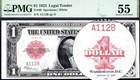 1923  1          Fr  40 Lovely    Red Seal    Legal Tender Low Digits Serial Pmg 55