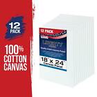 Blank Cotton Canvas Panels 18 x24  12 Pk Mounted Art Boards Paint Supplies Craft