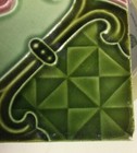      Antique England Art Nouveau Floral Green 6  Tile