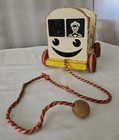 Vintage Playskool  Dairy  Wood Milk Wagon Pull Toy
