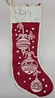 Vintage Stenciled Christmas Stocking Red Felt Ornaments Stars   Holly 1963  pa 