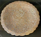 Vintage Persian middle Eastern Silver Inlay overlay Copper Plate 6-3 4   