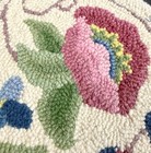 Vtg Hand Hooked Virgin Wool Round Floral Chair Pads 15  Set Of 2 Queen Ann Style