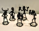 5 Antique African  Brass bronze Figurines Primitive Cavemen Rare