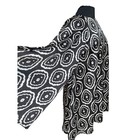 Gigio Usa Black White Abstract Print Tunic Top Wide Bell Sleeve Keyhole Back