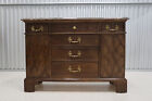 Henredon Fretwork Mahogany Sideboard Cabinet With Italian Marble Top