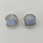 Natural Round Rainbow Moonstone Post   Stud Earrings - 925 Sterling Silver  1e