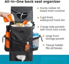 Large Car Trash Can For Rear Seat - With Paper Towel Holder And Water Bottle Bag