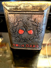 1920s Twin Oaks Mixture Tobacco Embossed Pocket Tin Rolled Hinged Top Nice  