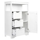 Bathroom Floor Cabinet Freestanding Storage Organizer Shelf Cabinet White