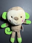 Fisher Price Snugamonkey Tan Brown Green Ears Bow Bean Bag Plush 8   toy Lovey