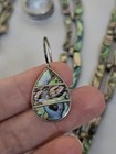 Vintage 925 Sterling Silver Abalone Inlay Necklace Bracelet Ring Earrings Brooch