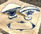 Vtg Gzhel 2 Napkin Holders And Small Tray Set Porcelian Hand Made Russia New