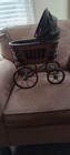 Antique Victorian Doll Stroller 1920 s Wicker Wood Iron Doll Carriage Pram