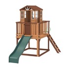 Kids Wooden Playhouse W  Slide Climbing Ladder Play Kitchen Outdoor House