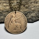 1902 Uk Real Circulated Antique Large Coin Pendant  King Edward Vii  Great     