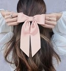 Pink Satin Stylish Bow Big Ribbon Bow Knot Hair Clip All Hair Types Non Slip
