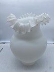 Antique Vintage Ruffle Top Glass Lamp Light Shade White    E111