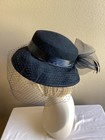 Vintage Wide Brim Black Hat Birdcage Veil Fashion Derby Church Wool New