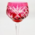 Nachtmann Cranberry Cut To Clear Crystal Hock Wine Glasses Germany Roemer