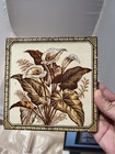 1887  Aesthetic Brown Transferware Thick Tile   Calla Lilies Design 6  -read