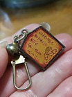Vintage 1970s Japanese Character Japan Souvenir Keychain  Embossed Leather