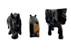 Vintage Hand Carved African Animal Figurines Set Ebony Wood Rhino Hippo Elephant