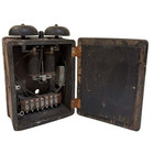 Antique Wooden Telephone Ringer Box Double Bell Early 1900s Wall Mount