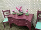 1 12 Miniature Dollhouse Flamingo Planter Vintage Replica 3 Piece Set