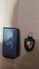 New Porsche Leather Crest Key Ring Fob Chain Black Wap0500950e