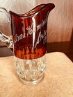 1906 State Fair rare Antique Ruby Red Crystal Glass Pitcher Kaminski
