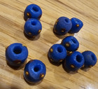 Antique  10 Pcs Venetian Blue Glass Trade Beads W  Red   Yellow Eyes Collectable