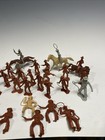 1960   s Vintage Marx Plastic Cowboy Figures Lot Of 33 With 4 Horses