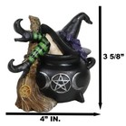 Sleeping Witch With Hat And Broomstick In Triple Moon Fire Cauldron Figurine