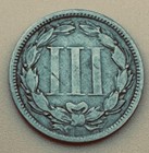 1865 Three Cent Piece Early Rare U s  Type Coin Civil War Era 
