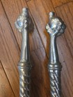 Set Of 2 Antique Chrome Bathroom Sink Legs Claw Feet Twist Pattern