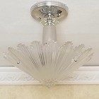 409b Vintage Antique 40 s Art Deco Ceiling Light Lamp Fixture Glass Shade
