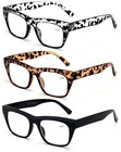 3 Pairs Women Clear Lens Reading Glasses - Fashion Vintage Bold Leopard Readers