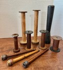 Antique Wood Spools Industrial Textile Plain Thread   Bobbin Variety Lot Of 10