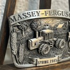 Massey-ferg Tractor Farm Pewter Silver Belt Buckle 3 25  Vtg Buckle  1237 4000
